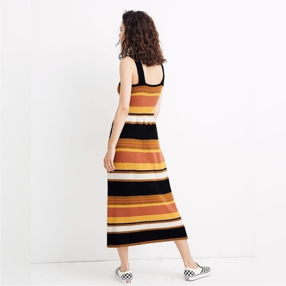Madewell Striped Knit Tank Wool Blend Retro Midi Dress Small - Picture 3 of 11
